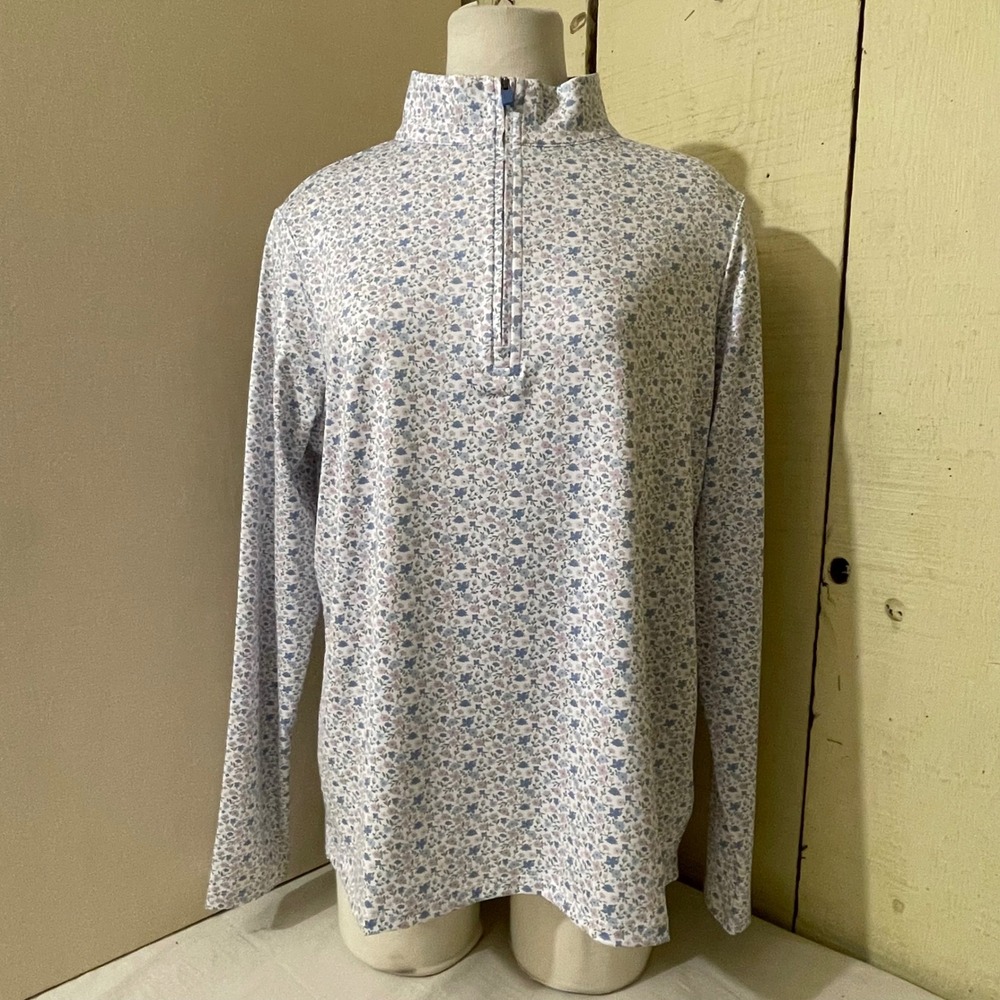RNWK Womens XL Floral Quarter Zip Pullover Long Sleeve Mock Neck Renwick‎ Golf